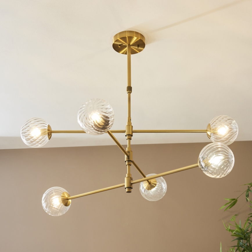 Endon 114039 - Pendelleuchte mit Stange 6xG9/3,2W/230V, goldfarben