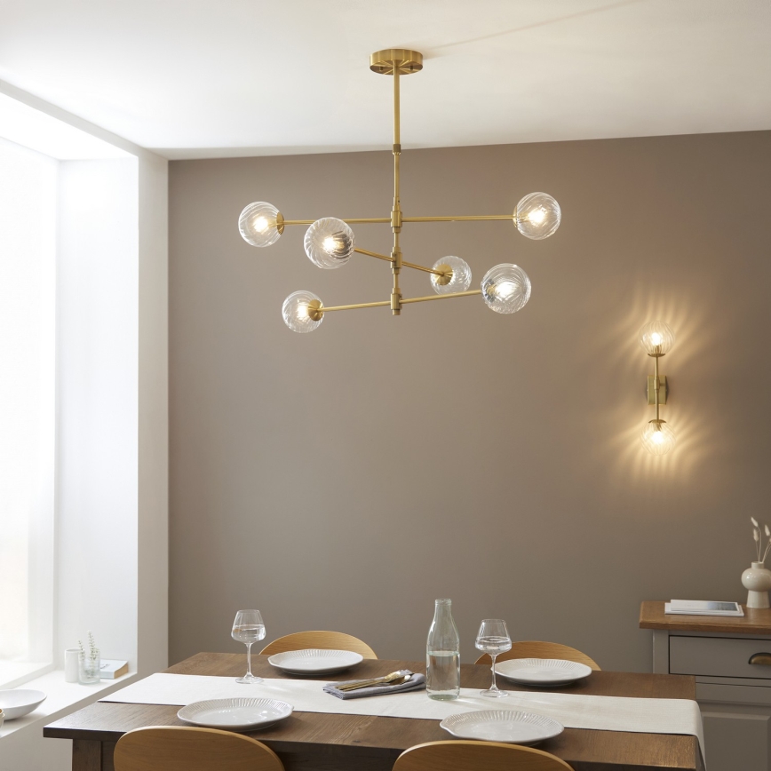Endon 114039 - Pendelleuchte mit Stange 6xG9/3,2W/230V, goldfarben