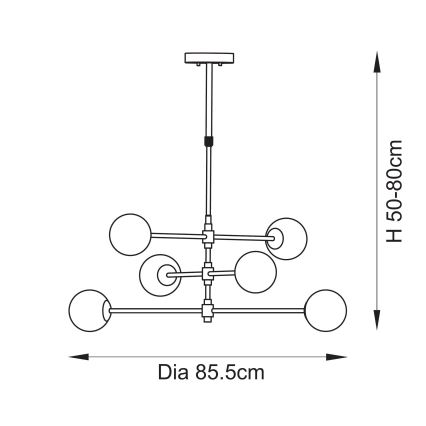 Endon 114039 - Pendelleuchte mit Stange 6xG9/3,2W/230V, goldfarben
