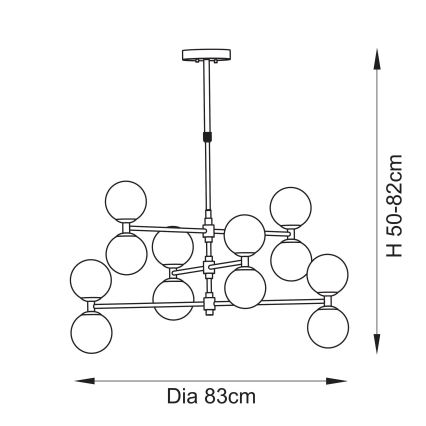 Endon 114041 - Kronleuchter an Stange 12xG9/3,2W/230V goldfarben