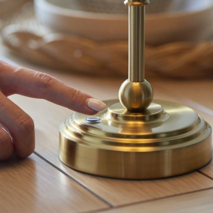 Endon 114811 - LED dimmbare, wiederaufladbare Tischleuchte BURLEY LED/1,5W/5V 3600 mAh Messing/Weiß