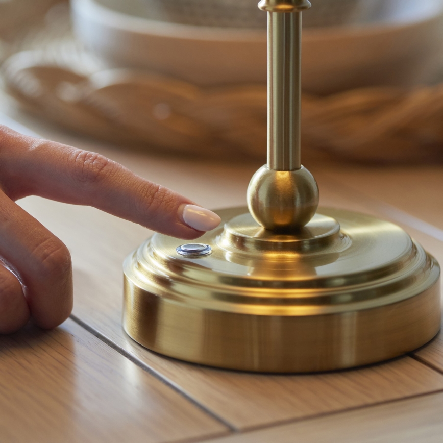 Endon 114811 - LED dimmbare, wiederaufladbare Tischleuchte BURLEY LED/1,5W/5V 3600 mAh Messing/Weiß