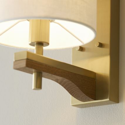 Endon 116995 - Wandleuchte HEATHCLIFF 1xE14/7W/230V Messing/Esche