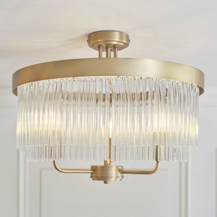 Endon 119109 - Aufgesetzte Deckenleuchte CLERMONT, 3x E14 / 6W / 230V, Messing
