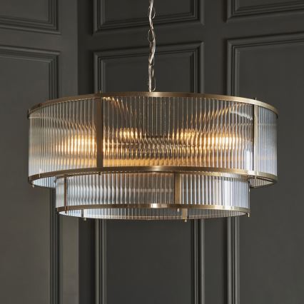 Endon 119456 - Ketten-Kronleuchter RIDGETON 8xE14/7W/230V mattchrom