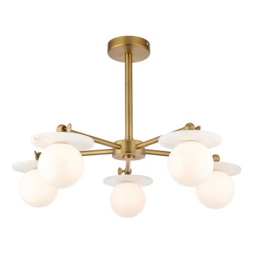 Endon 120037 - CERCHIO Pendelleuchte mit Stange 5xG9/5W/230V Messing