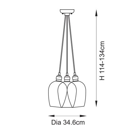 Endon 120648 - Pendelleuchte mit Kabel 3xE27/10W/230V Messing
