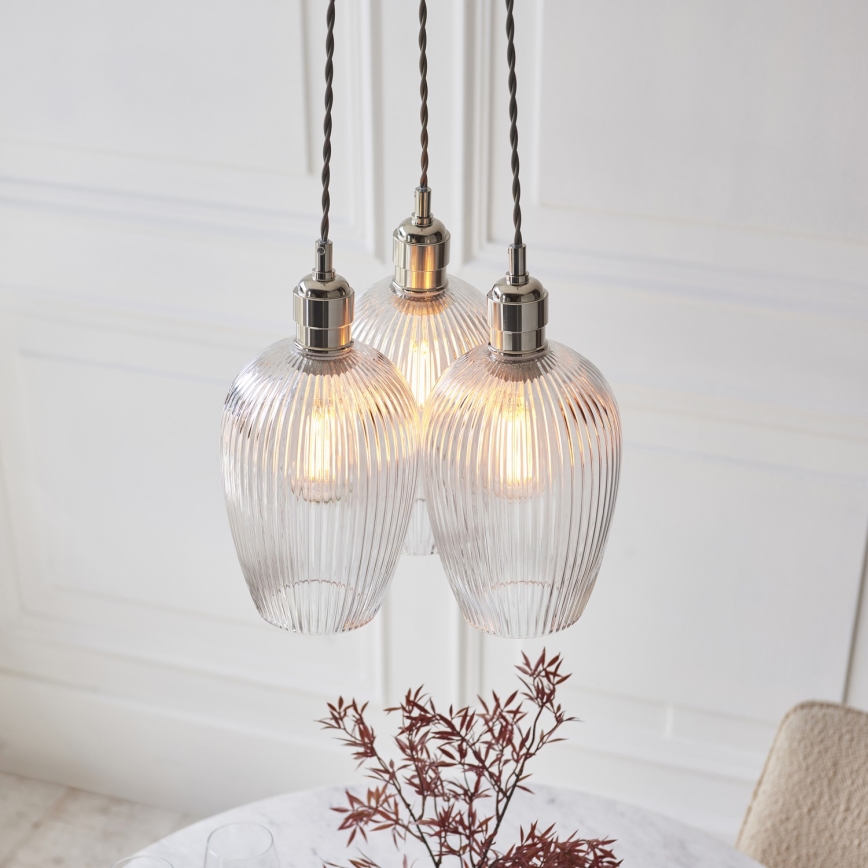 Endon 120652 - Hängeleuchte mit Kabel 3xE27/10W/230V, glänzender Chrom
