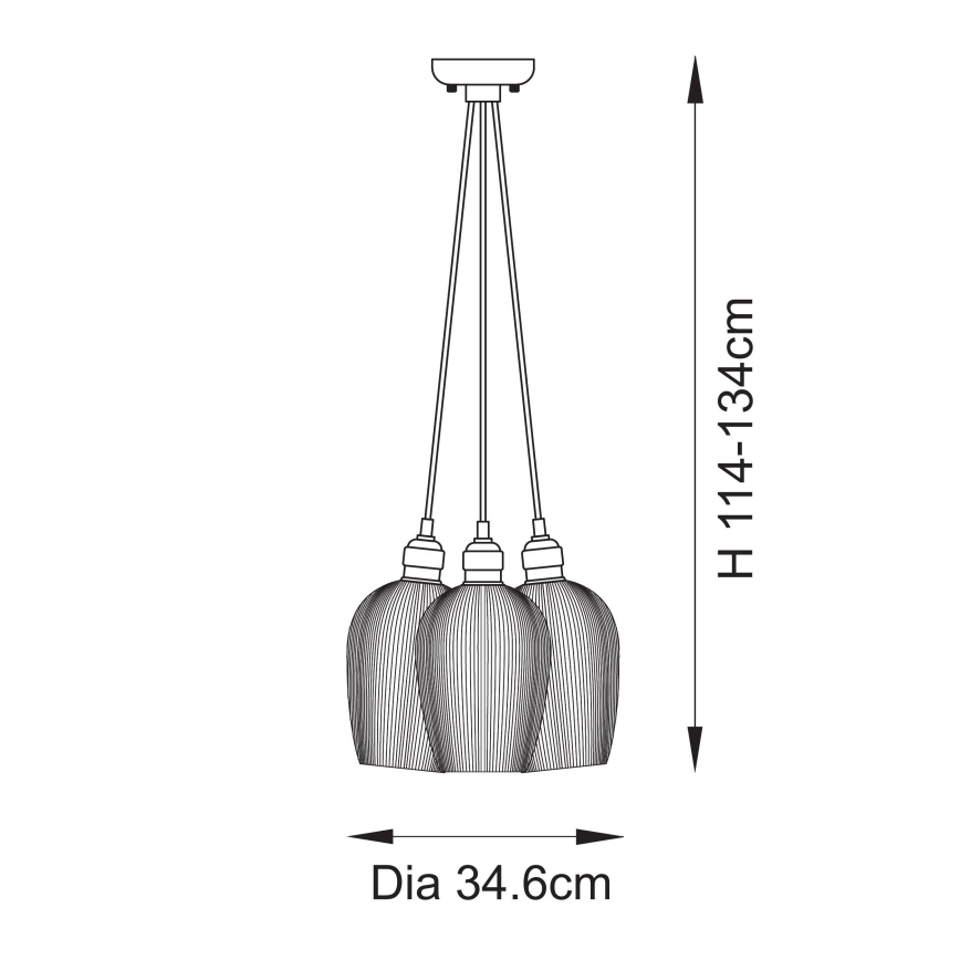 Endon 120652 - Hängeleuchte mit Kabel 3xE27/10W/230V, glänzender Chrom