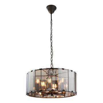Endon 61294 - Kronleuchter an Kette CLOONEY 8xE14/40W/230V schwarz/rauchig