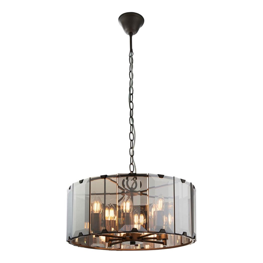 Endon 61294 - Kronleuchter an Kette CLOONEY 8xE14/40W/230V schwarz/rauchig