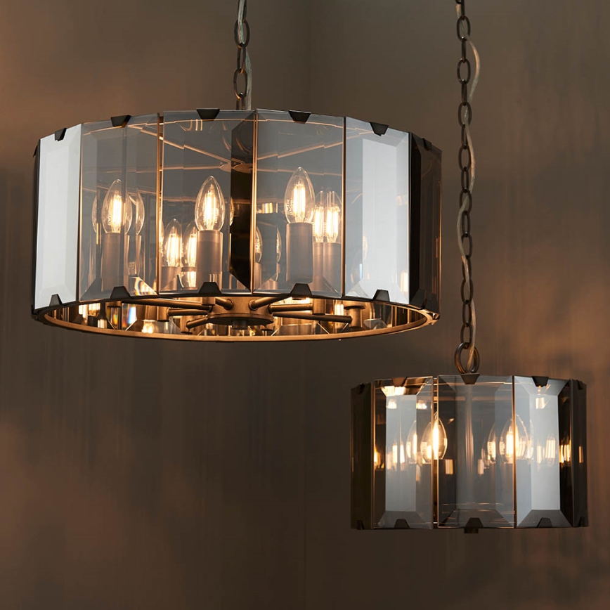 Endon 61294 - Kronleuchter an Kette CLOONEY 8xE14/40W/230V schwarz/rauchig