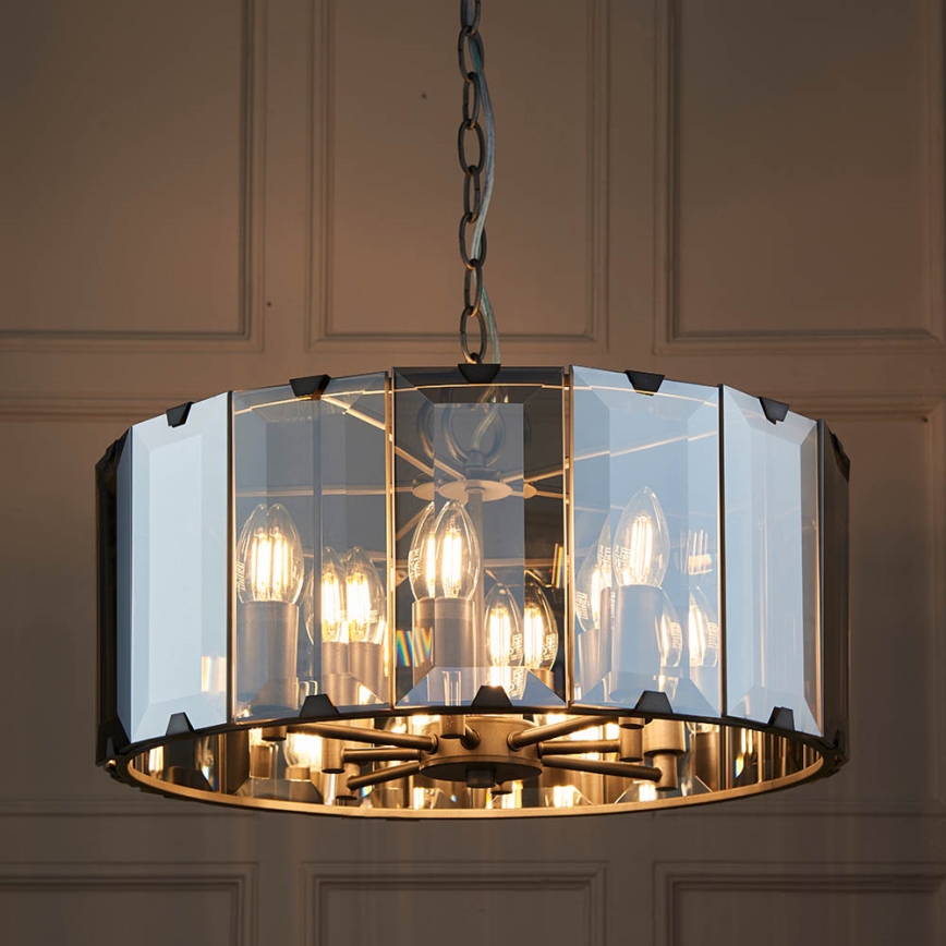 Endon 61294 - Kronleuchter an Kette CLOONEY 8xE14/40W/230V schwarz/rauchig