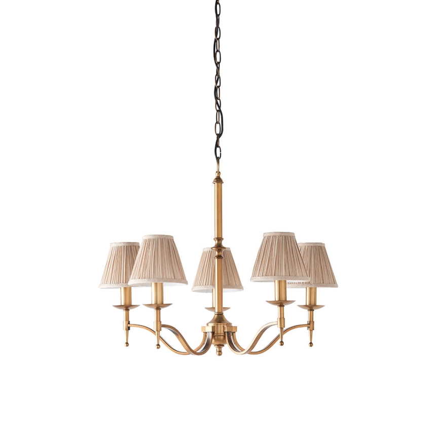 Endon 63627 - Kronleuchter mit Kette STANFORD 5xE14/40W/230V Messing/Beige