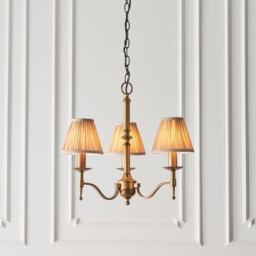 Endon 63628 - Kronleuchter mit Kette STANFORD 3xE14/40W/230V Messing/Beige