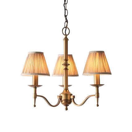 Endon 63628 - Kronleuchter mit Kette STANFORD 3xE14/40W/230V Messing/Beige