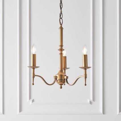 Endon 63628 - Kronleuchter mit Kette STANFORD 3xE14/40W/230V Messing/Beige
