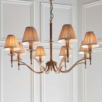 Endon 63629 - Kronleuchter an Kette STANFORD 8xE14/40W/230V Messing/Beige