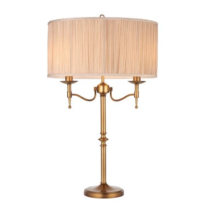 Endon 63648 - Tischlampe STANFORD 2xE14/40W/230V Messing/Beige