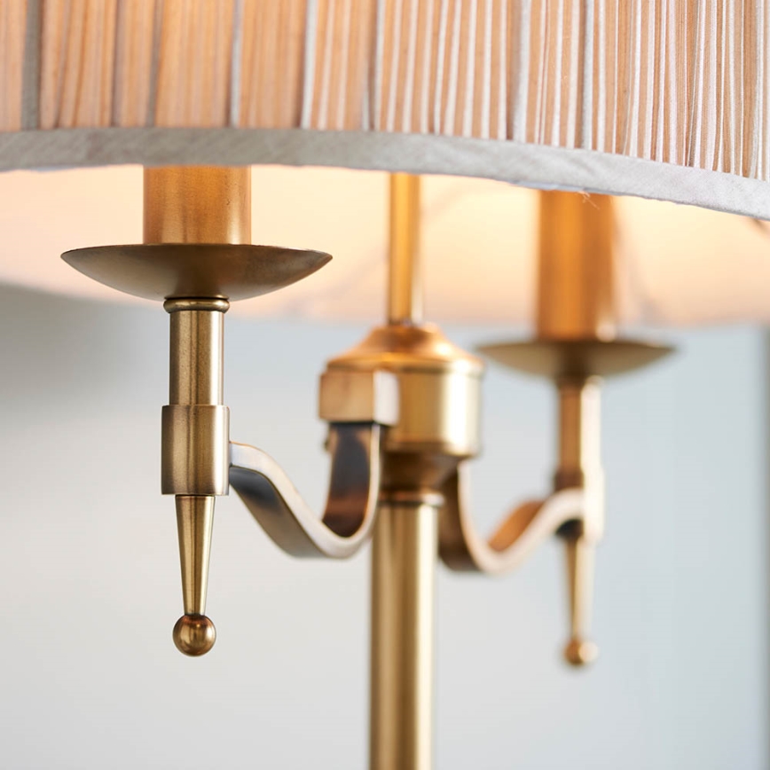 Endon 63648 - Tischlampe STANFORD 2xE14/40W/230V Messing/Beige