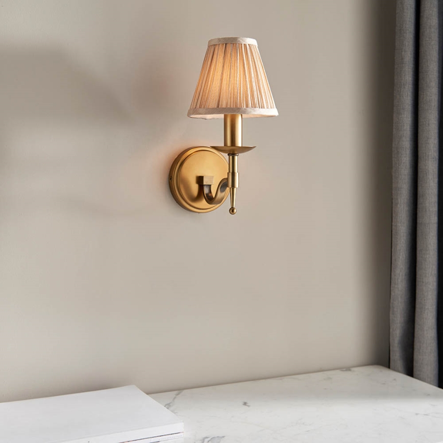Endon 63653 - Wandleuchte STANFORD 1x E14/40W/230V, Messing/beige