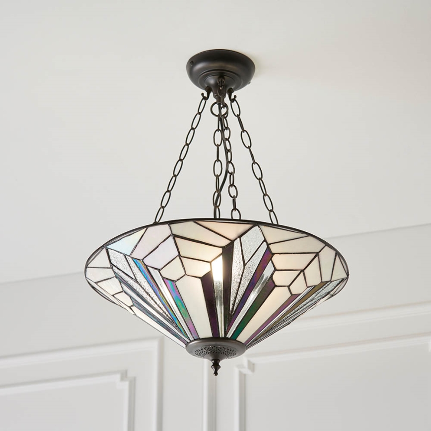 Endon 63936 - Tiffany-Kronleuchter ASTORIA mit Kette 3xE27/60W/230V Ø 48 cm