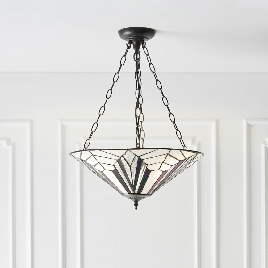 Endon 63936 - Tiffany-Kronleuchter ASTORIA mit Kette 3xE27/60W/230V Ø 48 cm