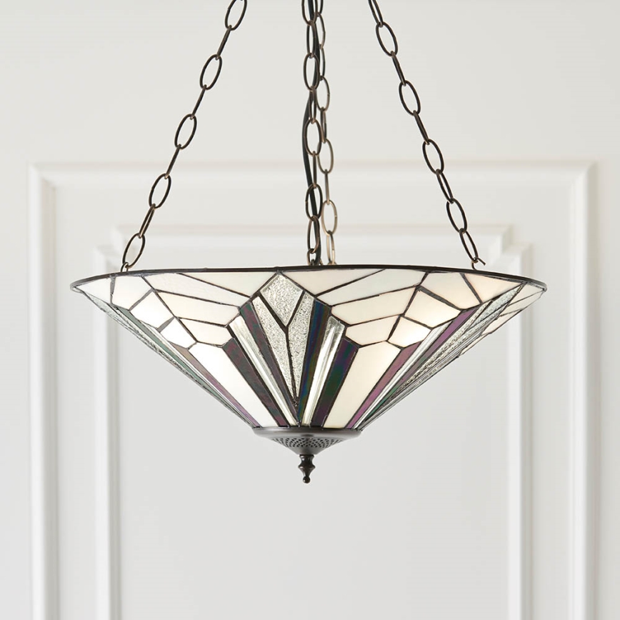 Endon 63936 - Tiffany-Kronleuchter ASTORIA mit Kette 3xE27/60W/230V Ø 48 cm