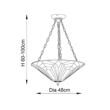Endon 63936 - Tiffany-Kronleuchter ASTORIA mit Kette 3xE27/60W/230V Ø 48 cm