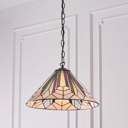 Endon 63937 - Tiffany-Kronleuchter ASTORIA an Kette 1xE27/60W/230V, Ø 40 cm
