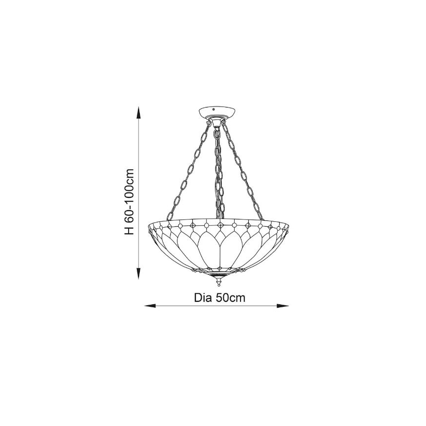 Endon 63976 - Kronleuchter an Kette Tiffany BROOKLYN 3xE27/60W/230V Ø 50 cm