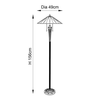Endon 64041 - Stehleuchte Tiffany DARK STAR 2xE27/60W/230V Ø 49 cm