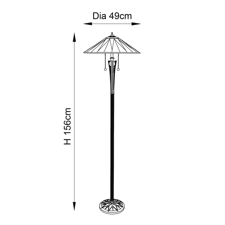 Endon 64041 - Stehleuchte Tiffany DARK STAR 2xE27/60W/230V Ø 49 cm