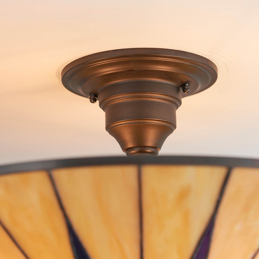 Endon 64043 - Aufgesetzte Tiffany-Deckenleuchte DARK STAR 3xE27/60W/230V Ø 49 cm