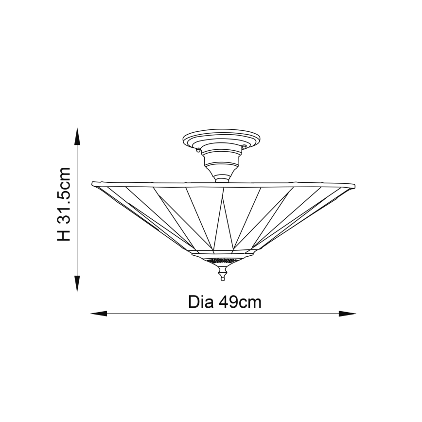 Endon 64043 - Aufgesetzte Tiffany-Deckenleuchte DARK STAR 3xE27/60W/230V Ø 49 cm