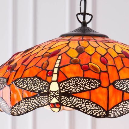 Endon 64081 - Kronleuchter an Kette Tiffany DRAGONFLY 3xE27/60W/230V Ø 41 cm