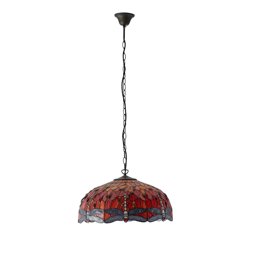 Endon 64082 - Hängeleuchte mit Kette Tiffany DRAGONFLY 3xE27/60W/230V Ø 50 cm