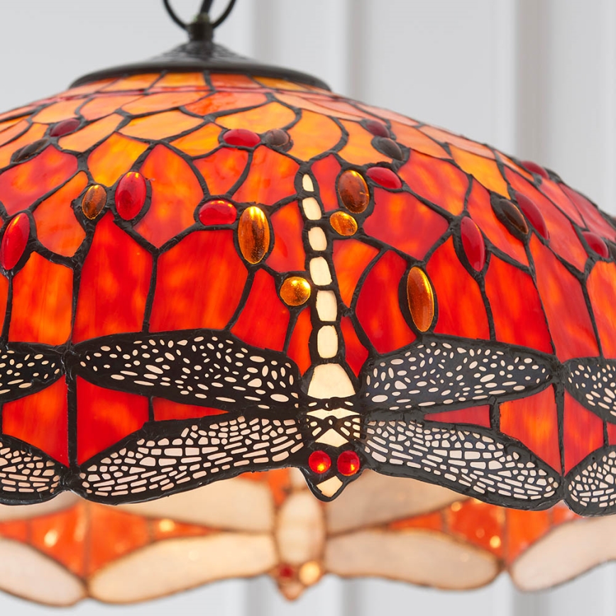 Endon 64082 - Hängeleuchte mit Kette Tiffany DRAGONFLY 3xE27/60W/230V Ø 50 cm