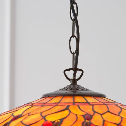 Endon 64082 - Hängeleuchte mit Kette Tiffany DRAGONFLY 3xE27/60W/230V Ø 50 cm
