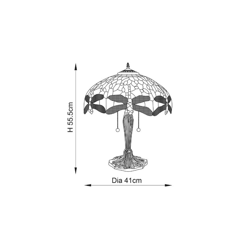 Endon 64085 - Tischlampe Tiffany DRAGONFLY 2xE27/60W/230V Ø 41 cm