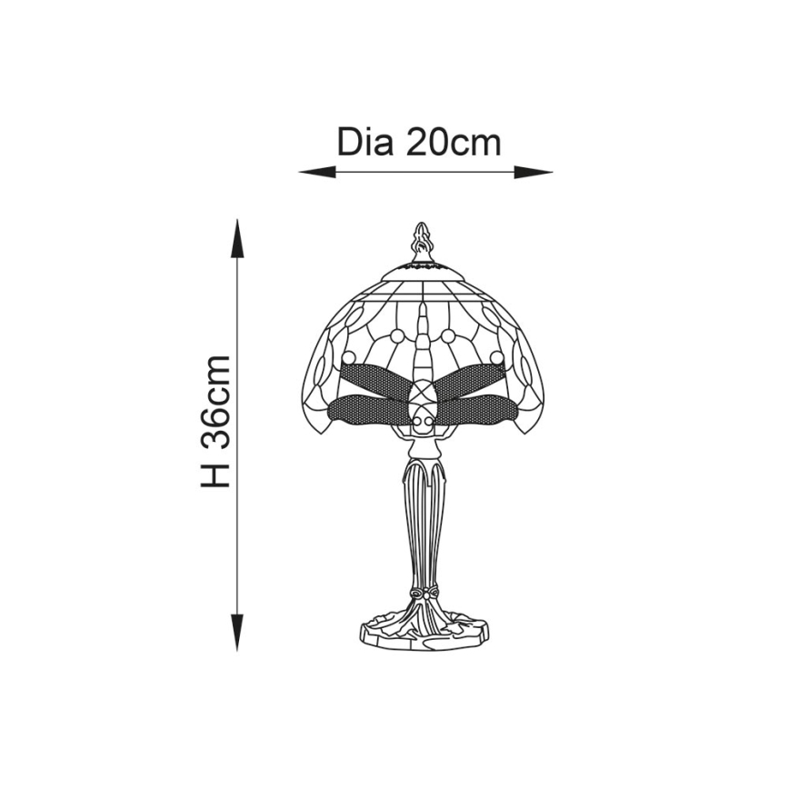 Endon 64088 - Tischlampe Tiffany DRAGONFLY 1xE14/40W/230V Ø 20 cm