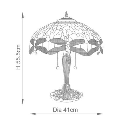 Endon 64089 - Tiffany-Tischlampe DRAGONFLY 2xE27/60W/230V Ø 41 cm