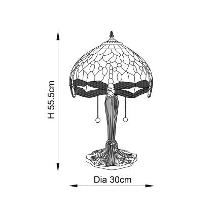 Endon 64090 - Tischlampe Tiffany DRAGONFLY 2xE27/60W/230V Ø 30 cm