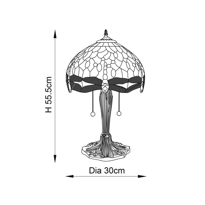 Endon 64090 - Tischlampe Tiffany DRAGONFLY 2xE27/60W/230V Ø 30 cm