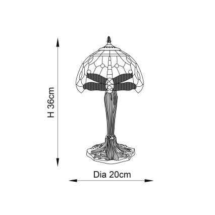 Endon 64091 - Tischlampe Tiffany DRAGONFLY 1x E14/7W/230V, Ø 20 cm