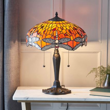 Endon 64093 - Tischlampe Tiffany DRAGONFLY 2xE27/60W/230V Ø 41 cm