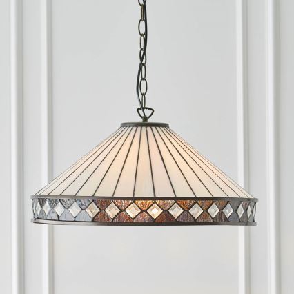 Endon 64147 - Tiffany-Pendelleuchte FARGO an Kette, 1x E27/60W/230V, Ø 50 cm