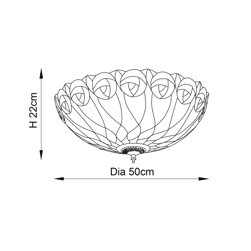 Endon 64173 - Deckenleuchte Tiffany HUTCHINSON 2xE27/60W/230V Ø 50 cm