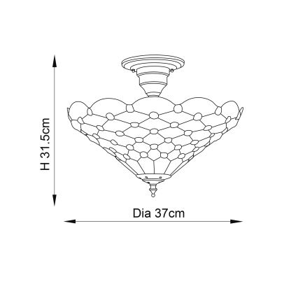 Endon 64300 - Tiffany-Deckenleuchte PEARL, Aufputz, 3xE27/60W/230V, Ø 37 cm