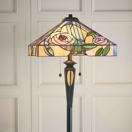 Endon 64383 - Tiffany-Stehleuchte WILLIOW 2xE27/60W/230V Ø 42,5 cm